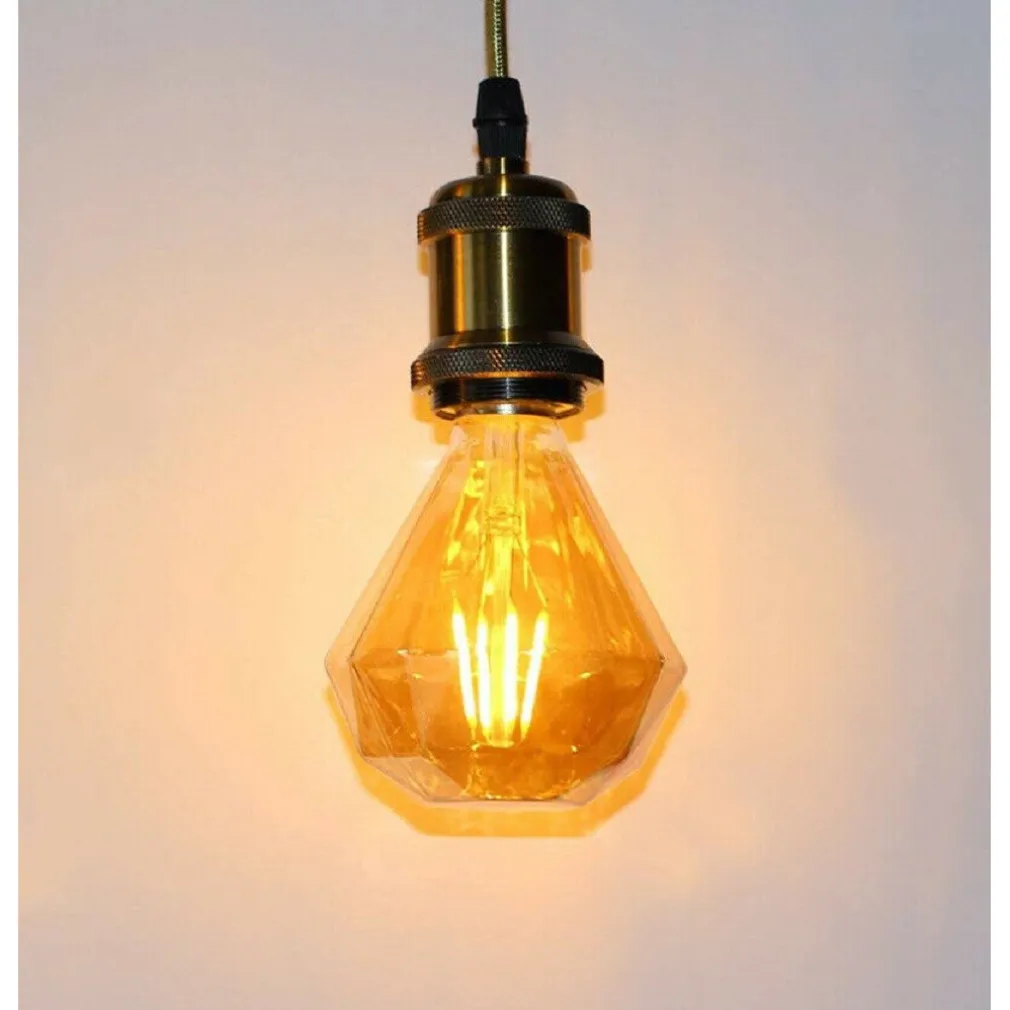 LAMPADINA FILAMENTO DIAMANTE AMBRA E27 4 WATT STILE RETRO LUCE DECORATIVA DM-OC