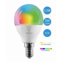LAMPADINA INTELLIGENTE SMART G45 E14 5.5W 350LM WIFI LED RGB CCT DIMMERABILE APP