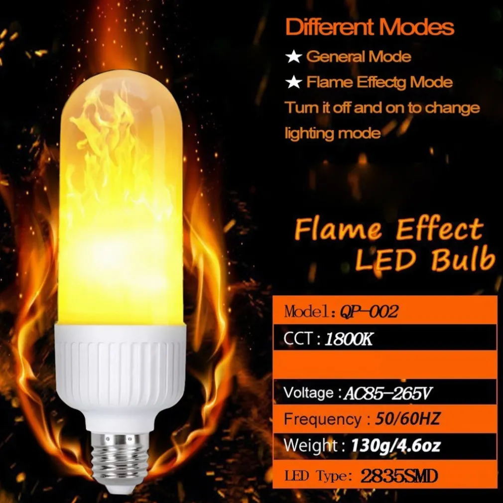 LAMPADINA LAMPADA A LED BULB EFFETTO FIAMMA FUOCO MOVIMENTO ATTACCO E27 5W WATT