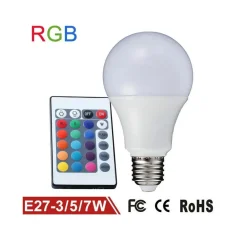 LAMPADINA LAMPADA FARETTO LED RGB CON TELECOMANDO LUCE MULTICOLOR E27 DA INTERNO
