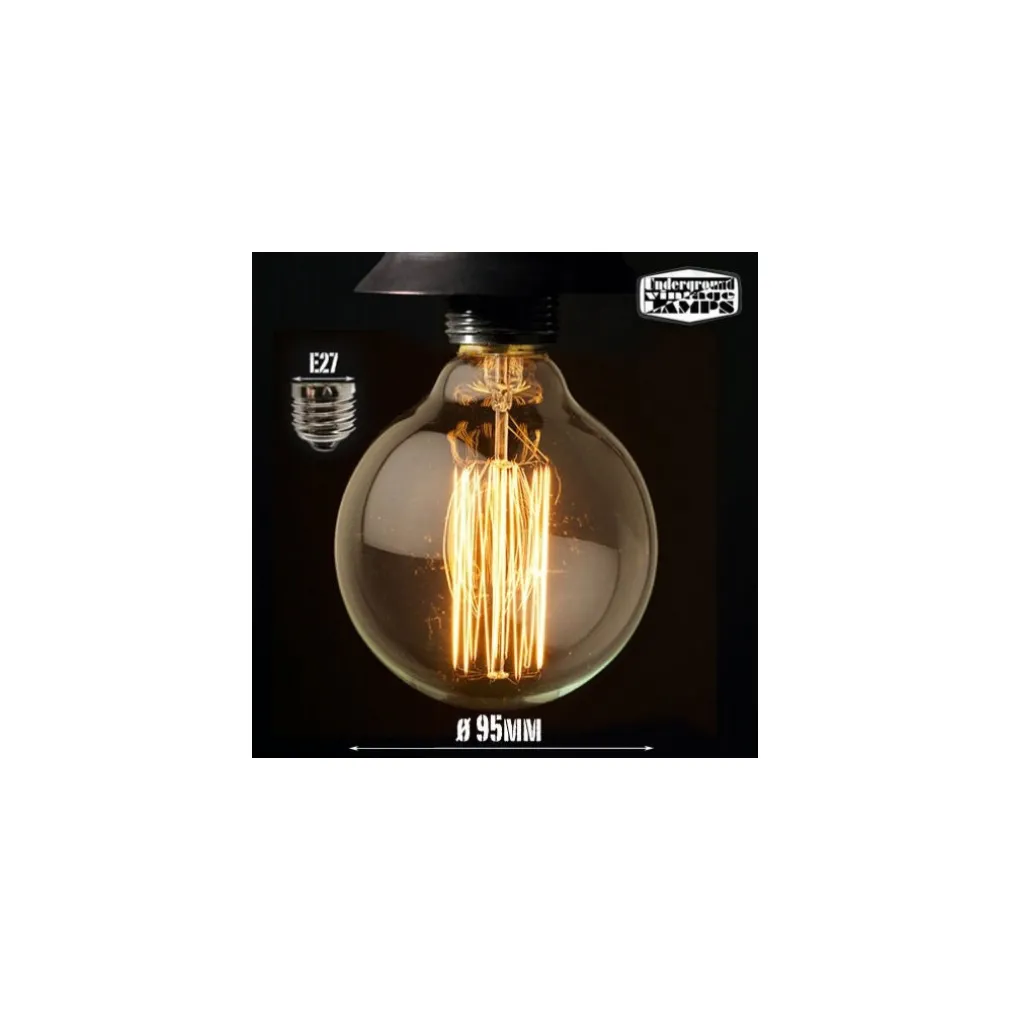 LAMPADINA LED A FILAMENTO GLOBO CARBONIO VINTAGE DECORATIVA E27 5W G95