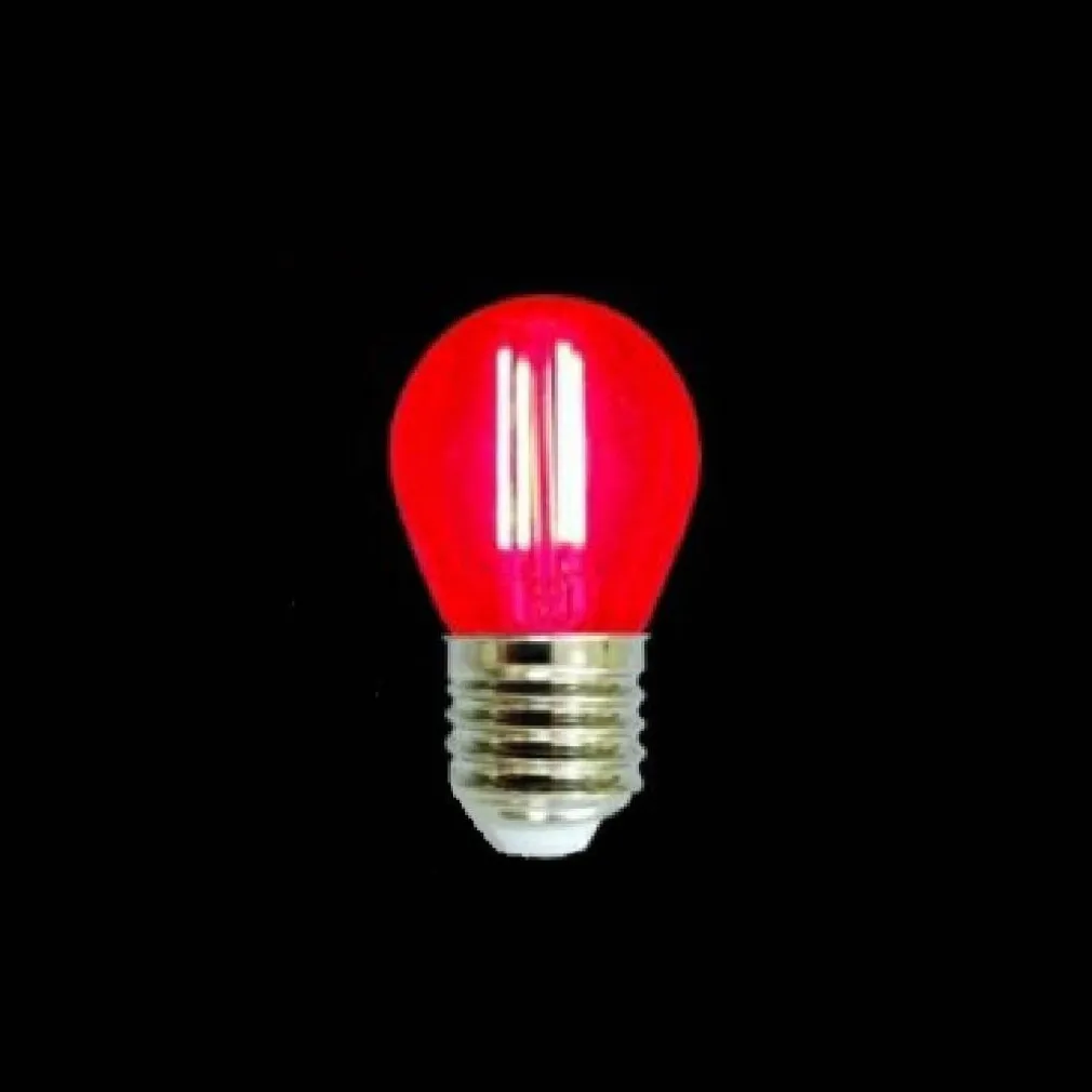 LAMPADINA LED A FILAMENTO G45 ATTACCO E27 4W A GLOBO LUCE COLORATA ROSSO G45A-TR