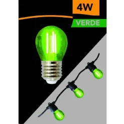 LAMPADINA LED A GLOBO A FILAMENTO G45 ATTACCO E27 4W LUCE COLORATA VERDE G45A-TV