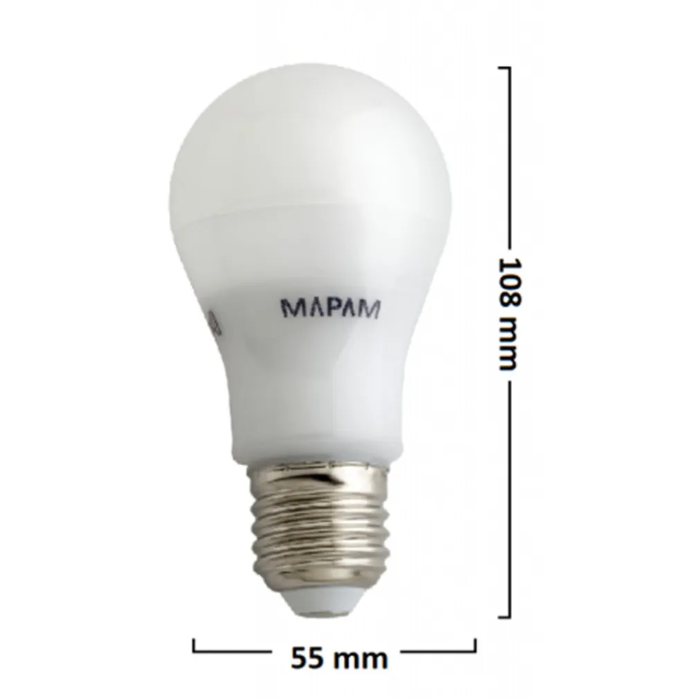 LAMPADINA LED ATTACCO E27 BULBO A55 7W GLOBO LUCE FREDDA 6500K ALTA QUALITÀ 00067