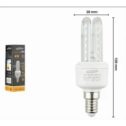 LAMPADINA LED ATTACCO E14 2U 4 W LUCE FREDDA CALDA NATURALE ILLUMINAZIONE 2U-01