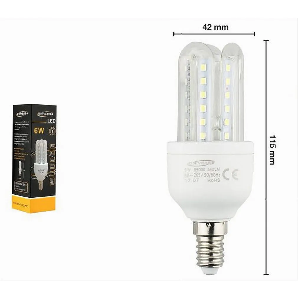 LAMPADINA LED E14 3U 6 WATT LUCE CALDA 3000K FREDDA 6500K NATURALE 4000K 3U-02