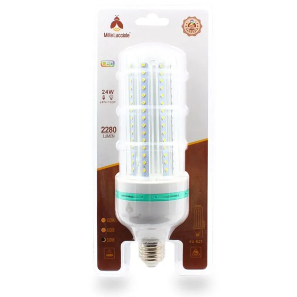 LAMPADINA LED E27 24W 4U 2280LM TUBOLARE TUBO LINEARE LUCE CALDA FREDDA NATURALE