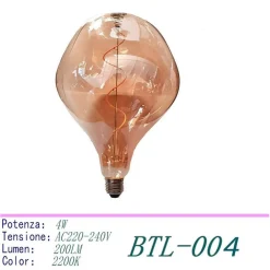 LAMPADINA LED FILAMENTO VINTAGE RETRO' LAMPADA E27 4W LUCE CALDA 2200K BTL-004