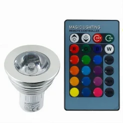 LAMPADINA LED GU10 3W FARETTO SPOTLIGHT RGB CON TELECOMANDO CROMOTERAPIA GU10-RGB
