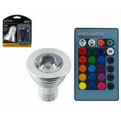LAMPADINA LED GU10 3W FARETTO SPOTLIGHT RGB CON TELECOMANDO CROMOTERAPIA GU10-RGB
