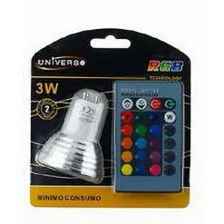 LAMPADINA LED GU10 3W FARETTO SPOTLIGHT RGB CON TELECOMANDO CROMOTERAPIA GU10-RGB