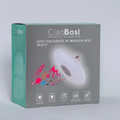 LAMPADINA MUSICALE LUCI COLORATE LAMPADA DI MUSICA E27 UFO BLUETOOTH 5.0 TX-9711