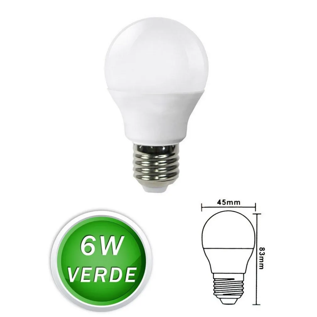 LAMPADINE LED SFERA 6 W E27 LUCE COLORATA VERDE BLU ROSSA LAMPADA GLOBO G45