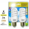 LAMPADINE RISPARMIO ENERGETICO SET 2 PEZZI A SPIRALE 7W E27 BIANCO FREDDA