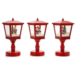 LAMPIONE LUMINOSO NATALIZIO DECORATIVO CON MOVIMENTO EFFETTO NEVE MUSICA H31CM USO INTERNO