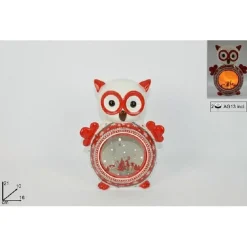 LANTERNA CERAMICA GUFO CON CANDELA ELETTRICA 21 CM DECORAZIONI NATALIZIE
