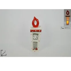 LANTERNA IN CERAMICA CANDELA CON LUMINO ELETTRICO 28 CM DECORAZIONI NATALIZIE