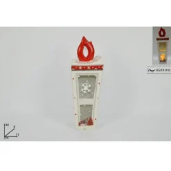 LANTERNA IN CERAMICA CANDELA CON LUMINO ELETTRICO 34 CM DECORAZIONI NATALIZIE