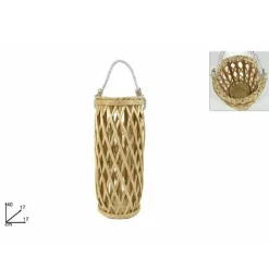 LANTERNA IN VIMINI NATURALE PORTA CANDELA ALTEZZA 40 X 17 X 17 CM