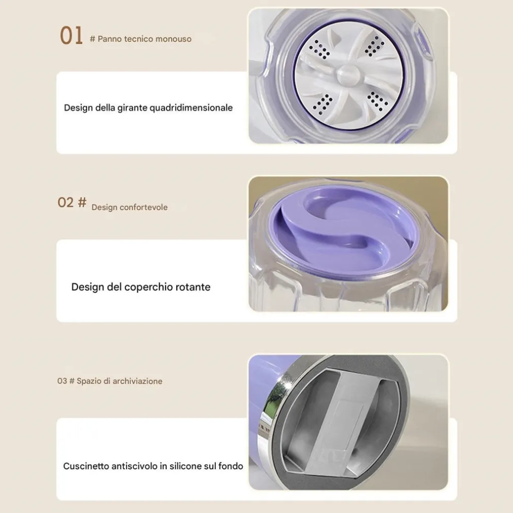 LAVATRICE PORTATILE PULIZIA MUTANDE SILENZIOSA WIRELESS PER DORMITORI CAMPEGGIO VIAGGIO