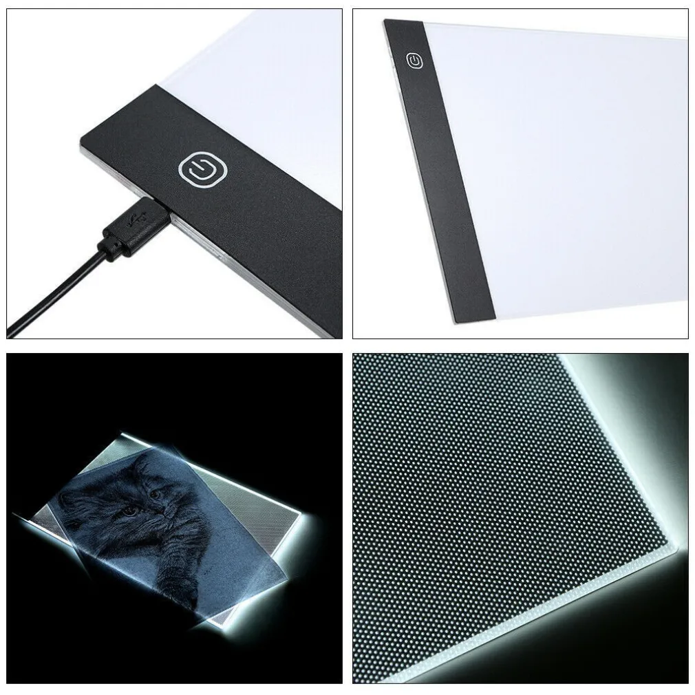 LED ART LIGHT PAD TAVOLO SUPPORTO LUMINOSO PER TRACCIARE DISEGNI ARTISTI FTO A4