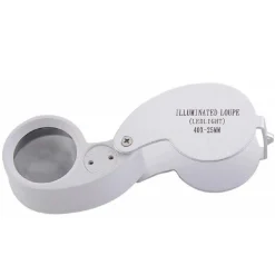 LENTE INGRANDIMENTO ILLUMINATA 40X-25MM A LED DA TASCA PRECISIONE PIEGHEVOLE METALLO