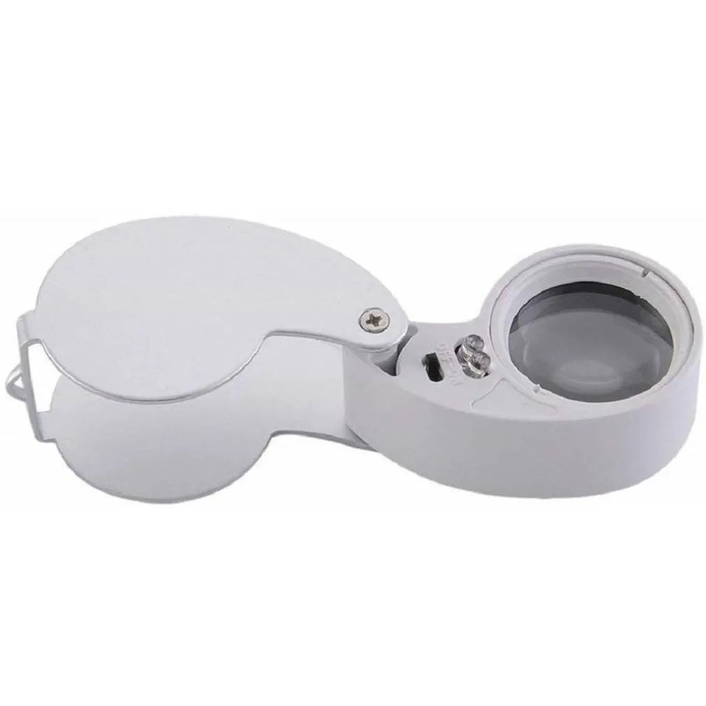 LENTE INGRANDIMENTO ILLUMINATA 40X-25MM A LED DA TASCA PRECISIONE PIEGHEVOLE METALLO