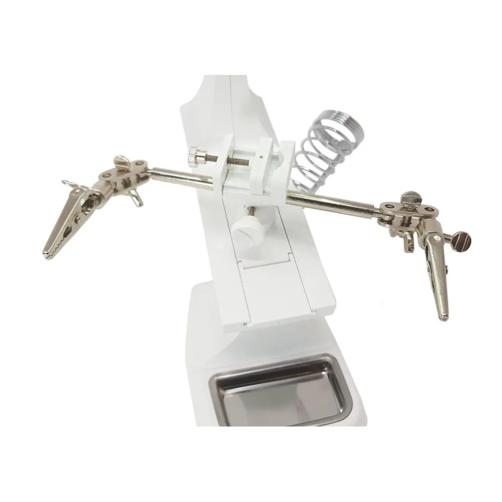 LENTE INGRANDIMENTO PINZE DA TAVOLO LUCE LED RIPARAZIONI SALDATURE ORIENTABILE