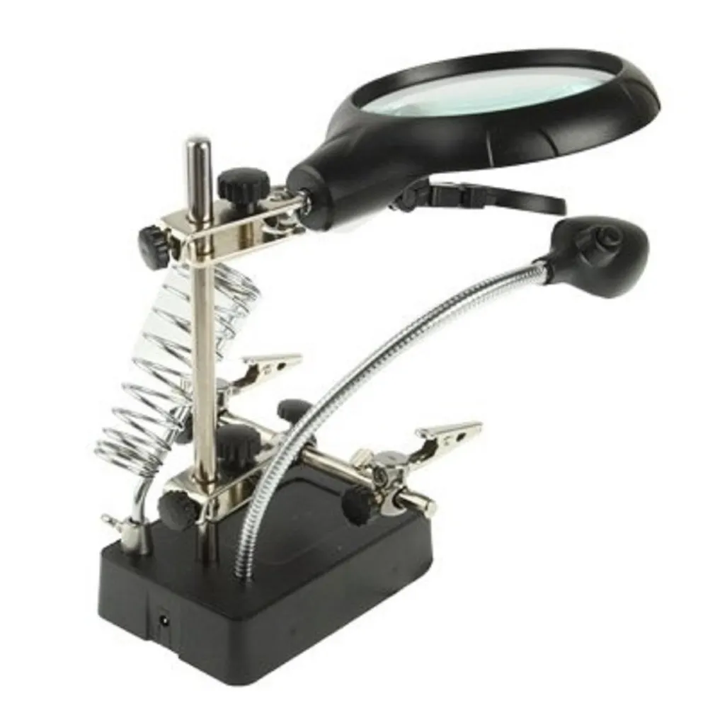 LENTE INGRANDIMENTO SALDATURA RIPARAZIONE 5 LED AUSILIARIA MOLLETTA MG16129-C