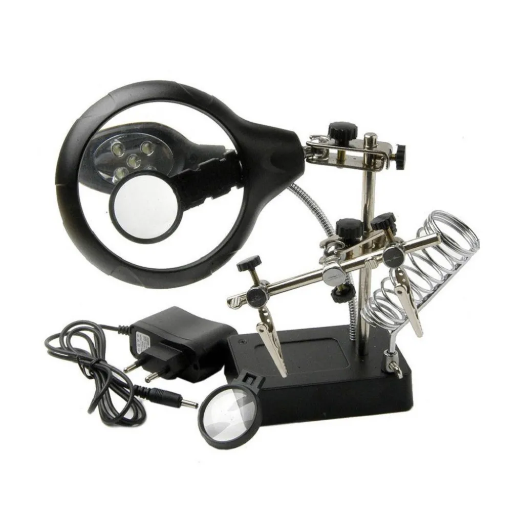 LENTE INGRANDIMENTO SALDATURA RIPARAZIONE 5 LED AUSILIARIA MOLLETTA MG16129-C