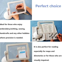 LENTE INGRANDIMENTO 3X 360° DA TAVOLO CON LUCE A LED SUPPORTO LETTURA A BATTERIE
