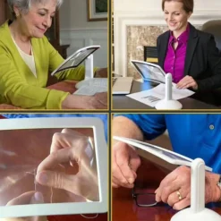 LENTE INGRANDIMENTO 3X 360° DA TAVOLO CON LUCE A LED SUPPORTO LETTURA A BATTERIE