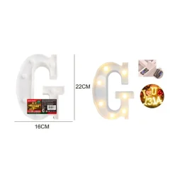 LETTERA G LUMINOSA CON LUCI LED A BATTERIA DECORAZIONI PER LA CASA DIM. 22 CM
