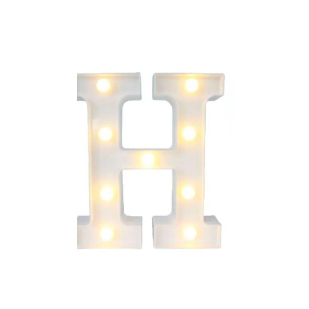 LETTERA H LUMINOSA CON LUCI LED A BATTERIA DECORAZIONI PER LA CASA DIM. 22 CM