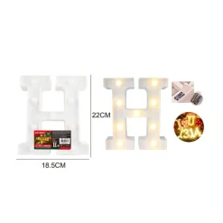 LETTERA H LUMINOSA CON LUCI LED A BATTERIA DECORAZIONI PER LA CASA DIM. 22 CM