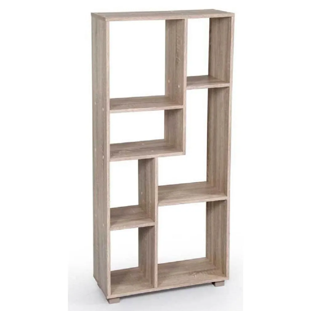 LIBRERIA DESIGN MODERNA SCAFFALE 7 RIPIANI ROVERE CASA UFFICI 127X60X24CM 750878