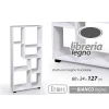 LIBRERIA H127X60X24 CM RIPIANI IN LEGNO BIANCO STRIATO MOBILE SCAFFALE 750892
