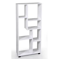 LIBRERIA H127X60X24 CM RIPIANI IN LEGNO BIANCO STRIATO MOBILE SCAFFALE 750892