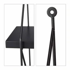 LIBRERIA MENSOLE SCAFFALE PARETE DESIGN MODERNA LEGNO METALLO 2 RIPIANI NERO