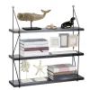 LIBRERIA MENSOLE SCAFFALE PARETE DESIGN MODERNA LEGNO METALLO 3 RIPIANI NERO