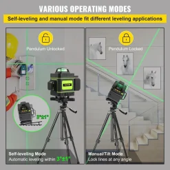 LIVELLA LASER A VERDE 16 LINEE AUTOLIVELLANTE 4X360° CON BASE DI TREPPIEDE