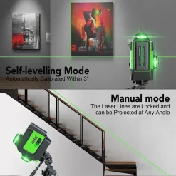 LIVELLA LASER AUTOLIVELLANTE A 360° LIVELLA LASER VERDE 2 BATTERIE RICARICABILI