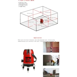 LIVELLA LASER AUTOLIVELLANTE 360º ROTAZIONE BOLLA DIGITALE 5 LINEE TRACCIALINEE