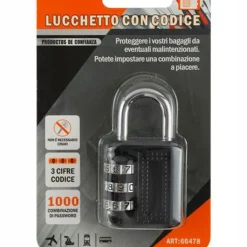LUCCHETTO A COMBINAZIONE 3 CIFRE VALIGIE ARMADIETTI DI SICUREZZA 53X27X14MM