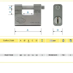 LUCCHETTO CATENACCIO MONOBLOCCO IN ACCIAIO CEMENTATO GRIZZLY CORBIN ANTITRAPANO