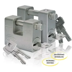 LUCCHETTO GRIZZLY IN ACCIAIO CEMENTATO ANTITRAPANO CON CHIAVE DOM CORBIN