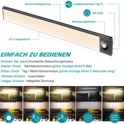 LUCE DI SICUREZZA LED BATTERIA RICARICABILE SENSORE MOVIMENTO MAGNETICA Q-LED80