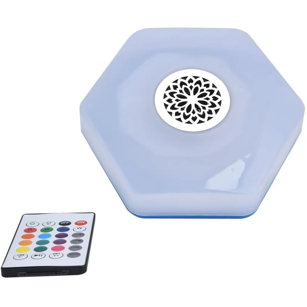 LUCE E27 LED BLUETOOTH ALTOPARLANTE FORMA DISCO VOLANTE COLORATO RGBW TELECOMANDO