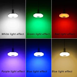LUCE E27 LED BLUETOOTH ALTOPARLANTE FORMA DISCO VOLANTE COLORATO RGBW TELECOMANDO
