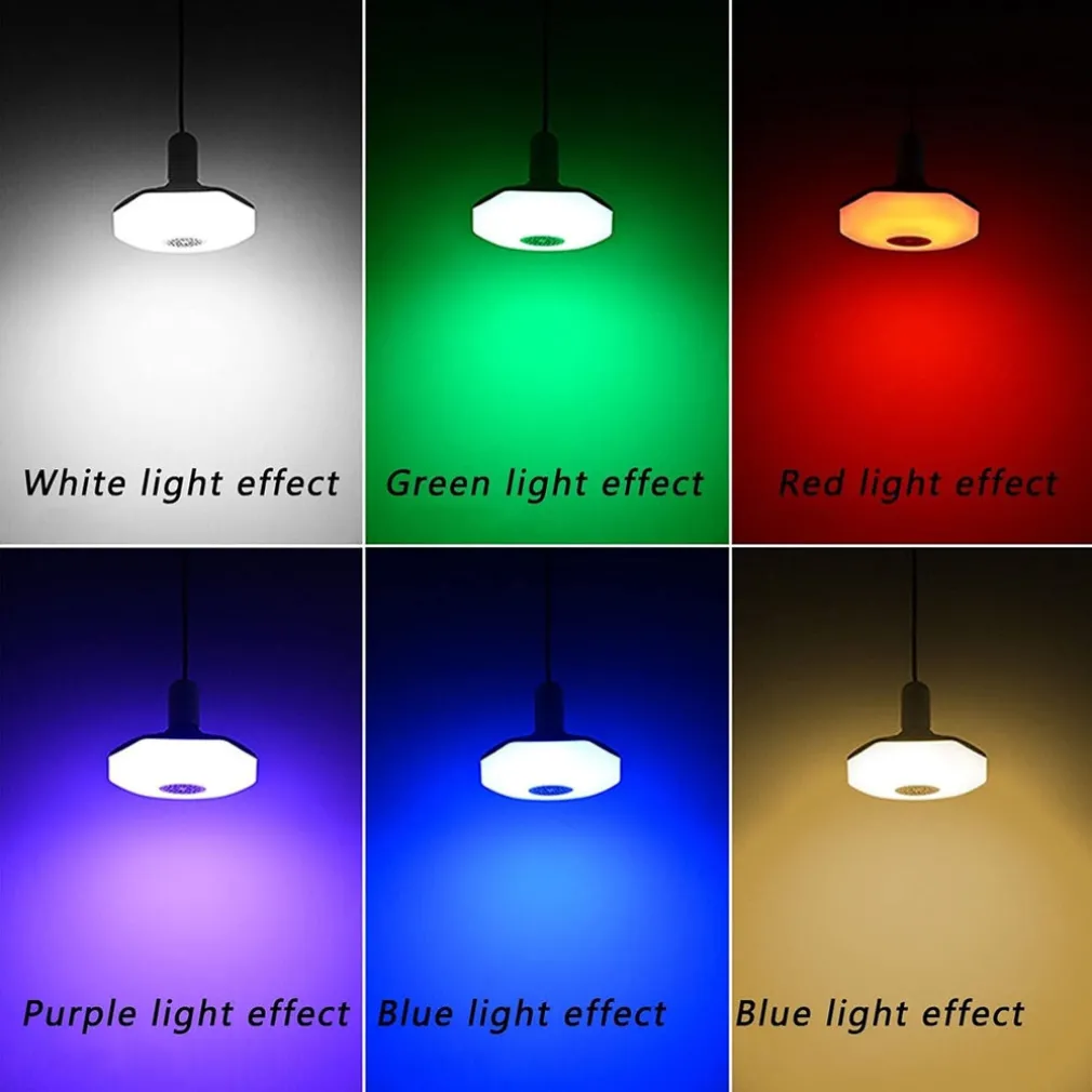 LUCE E27 LED BLUETOOTH ALTOPARLANTE FORMA DISCO VOLANTE COLORATO RGBW TELECOMANDO
